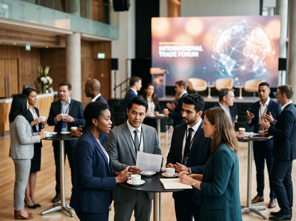 Business networking session during trade summit